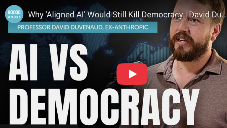 Imagem mostra a chamada do Youtube para a entrevista do Prof. David Duvenaud, ex-líder da equipe da Anthropic e professor de ciência da computação na Universidade de Toronto, argumenta que a humanidade enfrenta um alto risco de desempoderamento gradual.